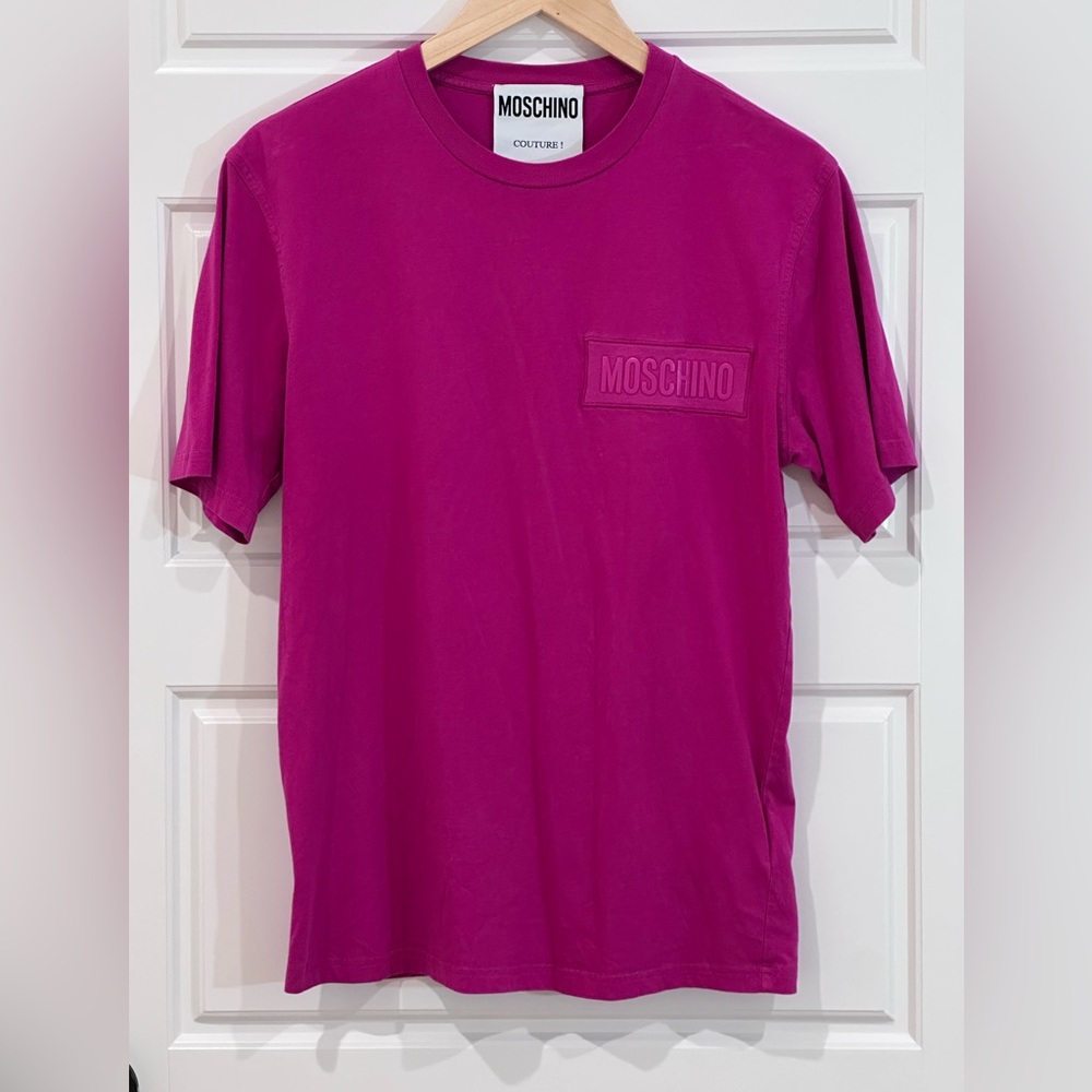 Moschino Couture Aeffe Spa 100% Organic Cotton Fuchsia Tee size 36 (small)
